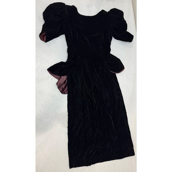 Gothic Whimsigoth Vintage Dress Black Velvet Purple 80s Act III USA Rare Small - Picture 4 of 12